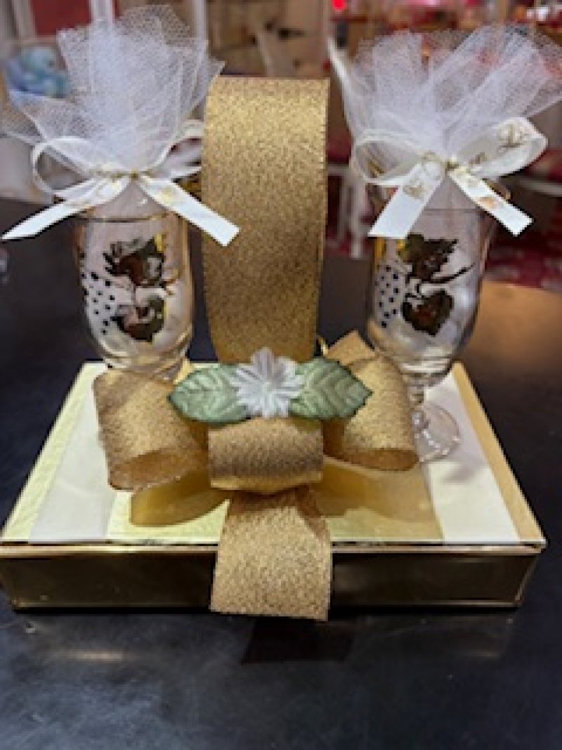 Juego copas licor con detalles de oro